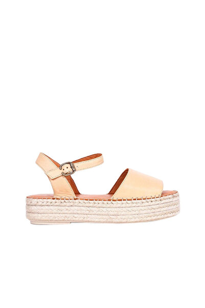 Bueno Shoes Sandale espadrille de damă din piele bej 01wq3515