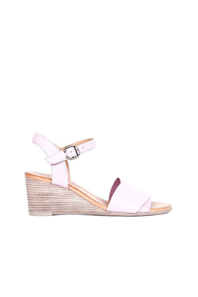 Bueno Shoes Sandale de damă din piele roz cu toc pană - 01wq8601