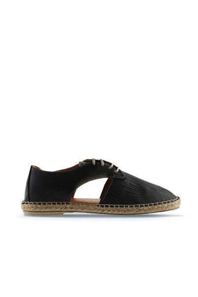Bueno Shoes Siyah Deri Kadın Espadril Ayakkabı 01wl0451