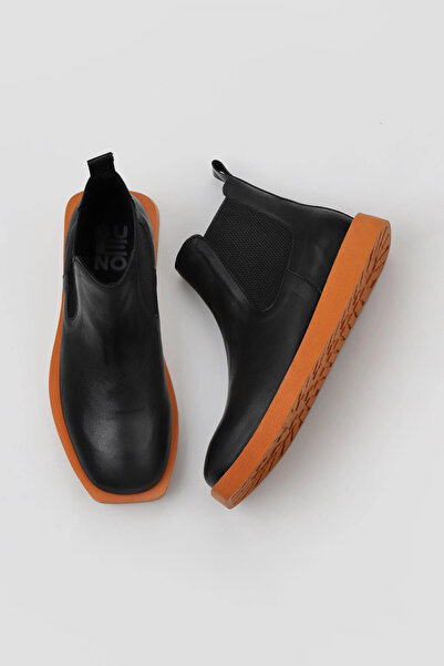 Bueno Shoes Cizme plate de damă din piele neagră portocalie 01wv9701