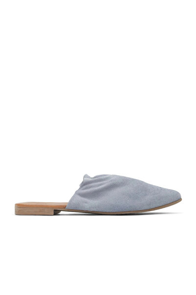 Bueno Shoes Papuci plati pentru femei din piele intoarsa albastra 01wu7704