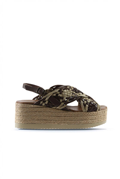Bueno Shoes Ταν Δερμάτινα Γυναικεία Σανδάλια με τακούνι 01wu6115