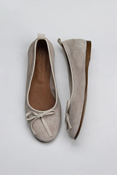 Bueno Shoes Balerini plati de damă din piele de căprioară bej 01wy6004