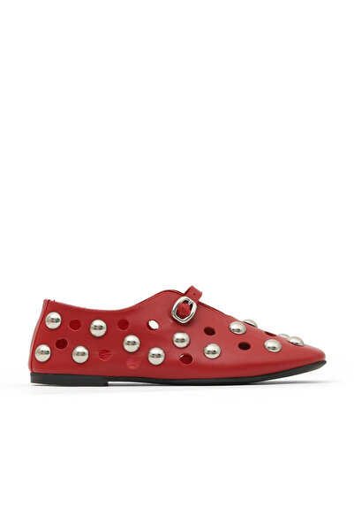 Bueno Shoes Red Leather Women's Flat Shoes 30Wa24272