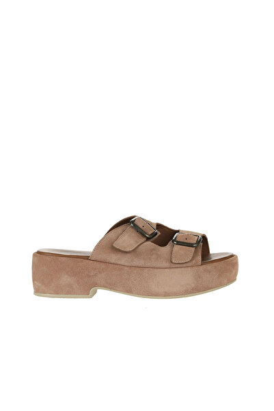 Bueno Shoes Papuci plati pentru femei din piele intoarsa pudra 01wu6013
