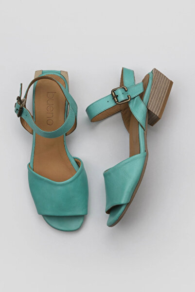 Bueno Shoes Sandale cu toc pentru femei din piele verde 01ws7504
