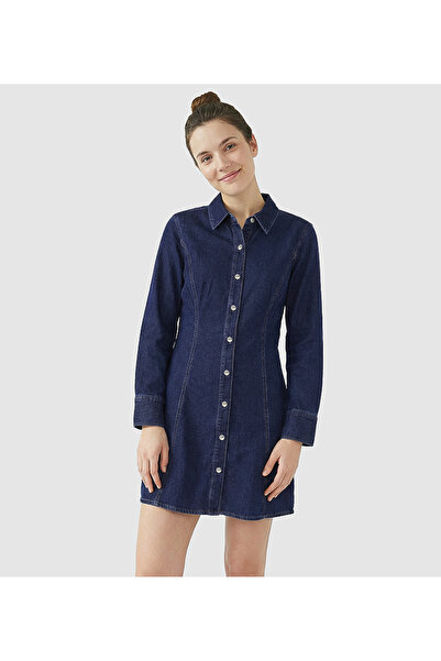 Calvin Klein SEAMED DRESS CLASSIC CK RINSE Kadın Kot Elbise