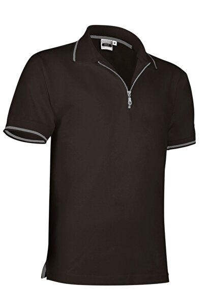 Valento Tricou polo bărbătesc, bumbac 100%, Golf, negru/gri