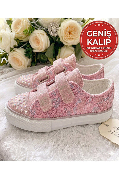 PATİK BEBE KIZ ÇOCUK PEMBE RENK TAŞLI BANTLI ŞIK AYAKKABI