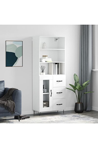 Concept Dulap înalt, alb, 69,5x34x180 cm, lemn compozit