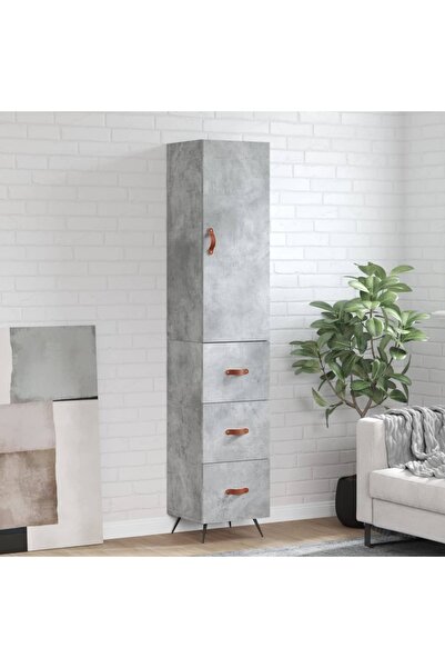 Concept Dulap înalt, gri beton, 34,5x34x180 cm, lemn prelucrat
