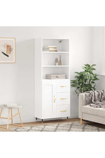 Concept Dulap înalt, alb, 69,5x34x180 cm, lemn compozit