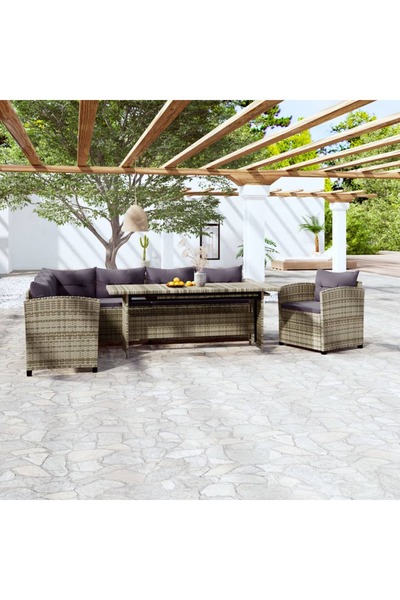 Concept Set mobilier de grădină cu perne, 3 piese, gri, poliratan
