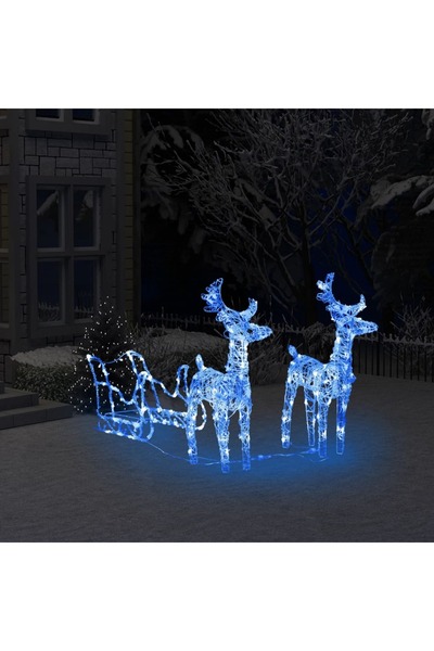 Concept Decorațiune de Crăciun reni și sanie 160 LED-uri 130 cm acril