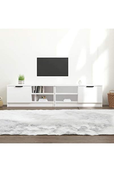 Concept Comodă TV, 2 buc., alb, 80x35x36,5 cm, lemn prelucrat