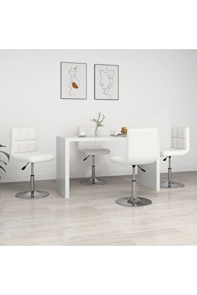 Concept Scaune de bucătărie, 4 buc., alb, piele ecologică