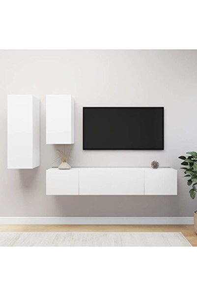 Concept Set dulapuri TV, 4 piese, alb, PAL
