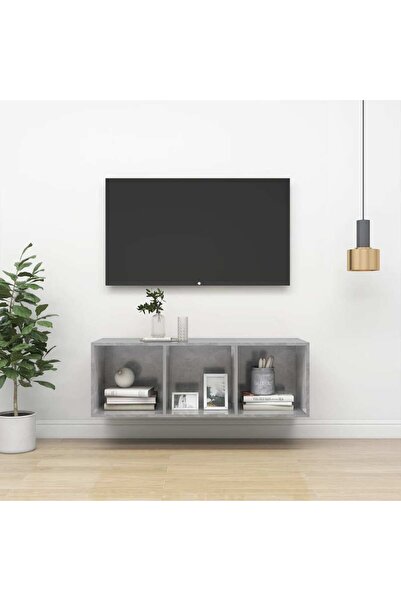 Concept Dulap TV montat pe perete, gri beton, 37x37x107 cm, PAL