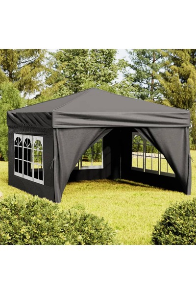 Concept Cort pliabil pentru petrecere, pereți laterali, antracit, 3x3 m