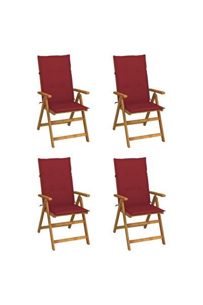 Concept Scaune grădină rabatabile cu perne, 4 buc., lemn masiv acacia