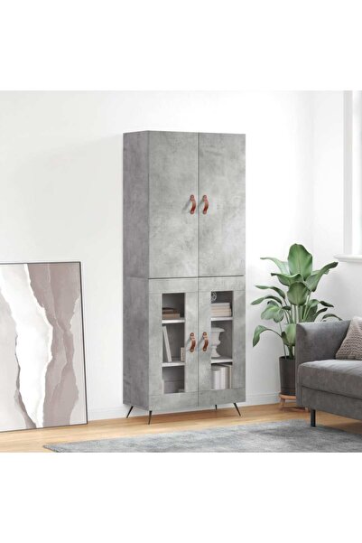 Concept Dulap înalt, gri beton, 69,5x34x180, lemn compozit