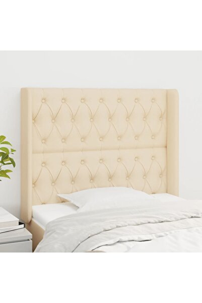 Concept Tăblie de pat cu aripioare, crem, 103x16x118/128 cm, textil