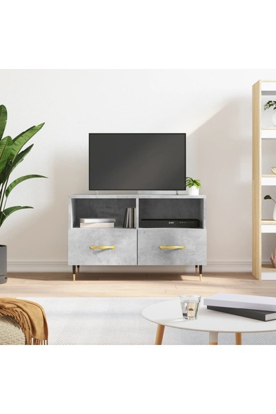 Concept Comodă TV, gri beton, 80x36x50 cm, lemn compozit