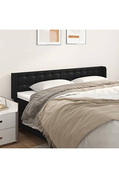 Concept Tăblie de pat cu aripioare negru 183x16x78/88cm piele ecologică