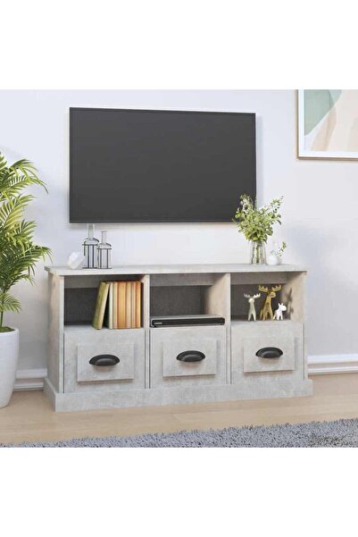 Concept Comodă TV, gri beton, 100x35x50 cm, lemn prelucrat