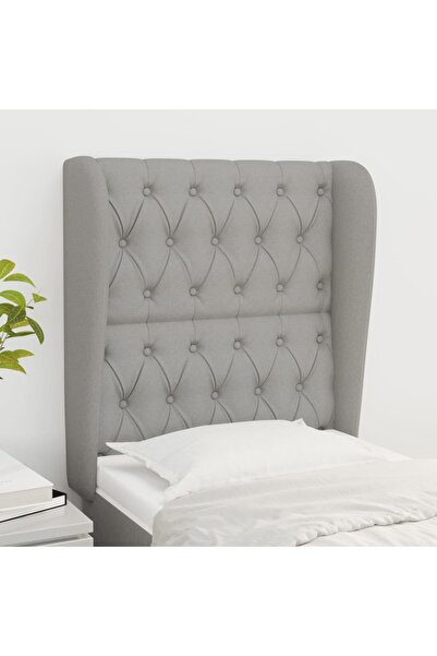 Concept Tăblie de pat cu aripioare gri deschis 83x23x118/128 cm textil