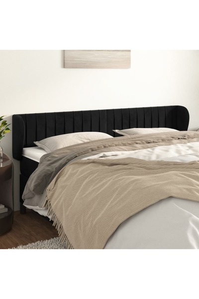Concept Tăblie de pat cu aripioare negru 163x23x78/88 cm catifea