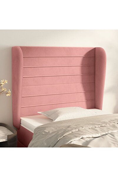 Concept Tăblie de pat cu aripioare, roz, 103x23x118/128 cm, catifea