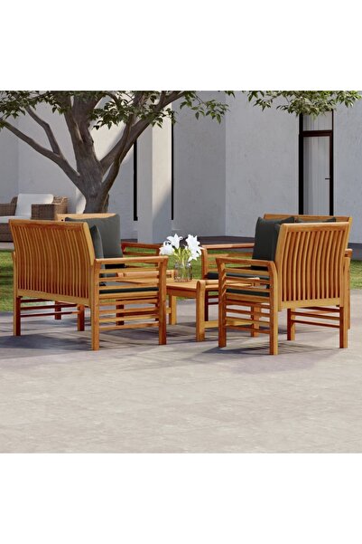 Concept Set mobilier de grădină cu perne, 5 piese, lemn masiv de acacia
