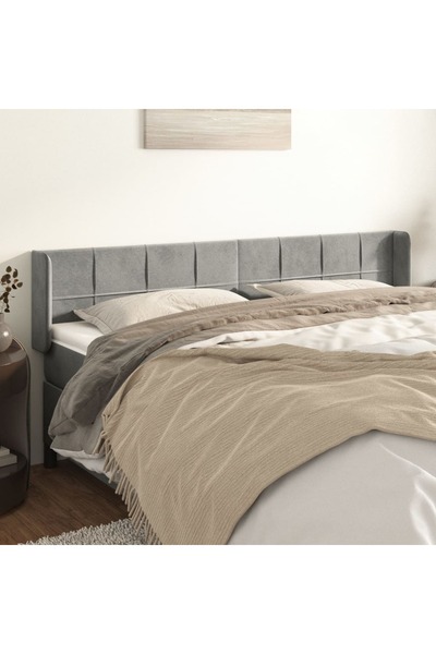Concept Tăblie de pat cu aripioare gri deschis 163x16x78/88 cm catifea