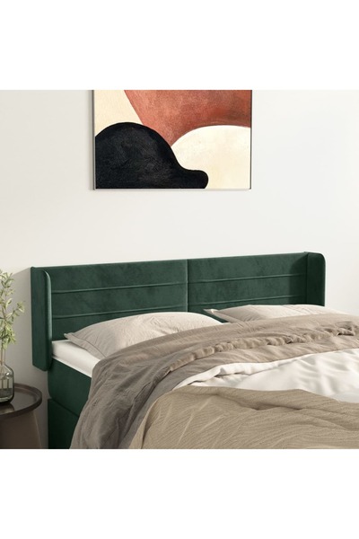 Concept Tăblie de pat cu aripioare verde închis 147x16x78/88 cm catifea