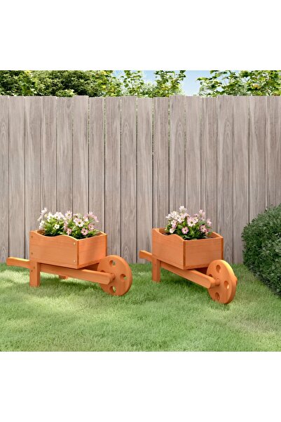 Concept Jardiniere tip roabă, 2 buc., 47x15x19 cm, lemn masiv de brad