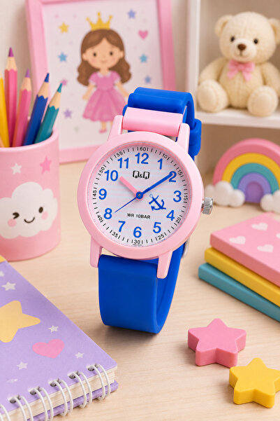 Q&Q 10 Atm Waterproof Girls' Wristwatch with Silicone Strap