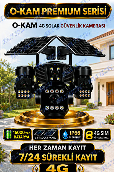 O-KAM OK333PRO AOV 4 KAMERALI 12MP Çift Güneş Panelli 4G SİM KARTLI SOLAR Akı...