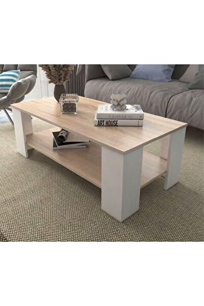 Sani Coffee table, Sani, Glora - White and Sonoma Oak