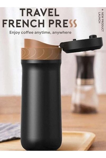 Bukela Classic Portable French Press Coffee & Tea Mug 12 oz, Stainless Steel, BPA Free