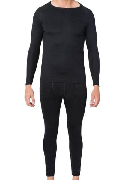 Generic Brand Donex Men's Winter Thermal Set Bottom Top Underwear Black