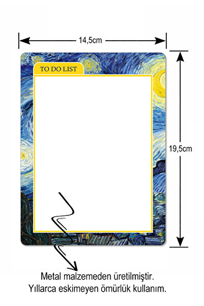 iyi fikirler Van Gogh Yıldızlı Gece Yaz Sil Buzdolabı Notluk Alışveriş Listes...