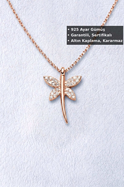 Jewelmim Yusufçuk Gümüş Kolye | Rose Altın Kaplama Hediye Yusufçuk Kolyesi Ta...
