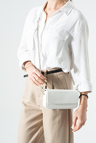 By Hakan TN-105 GEANTĂ DE MÂNĂ PENTRU FEMEI GEANTĂ DE UMĂR GEANTĂ CROSSBODY ALBĂ