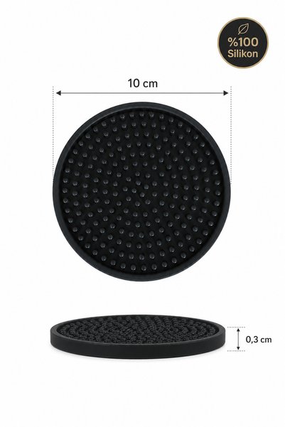 Siliconly 12 Pieces of Silicone Coasters – Coasters – 100% Silicone Coasters Black