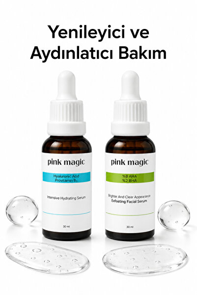 pink magic مقشر AHA و BHA + سيروم حمض الهيالورونيك |   العناية المجددة والمشر...