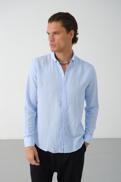 No Way Men's Breathable Muslin Fabric 100% Cotton Washable Pocketless Shirt