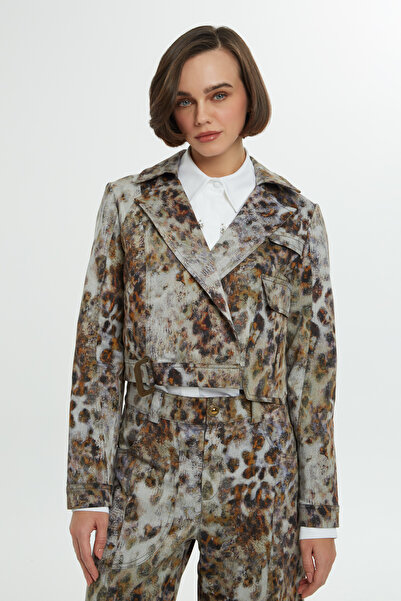 GİZİA Leopar Desenli Kısa Blazer Ceket