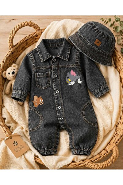CROCODAYS Unisex Παιδικό τζιν (JEANS) με εμπριμέ καπέλο (3/6/9/12) Μήνες
