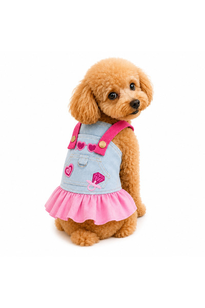 Dolce Pets Kedi ve Köpek Kıyafeti Kalpli Tasmalı Elbise